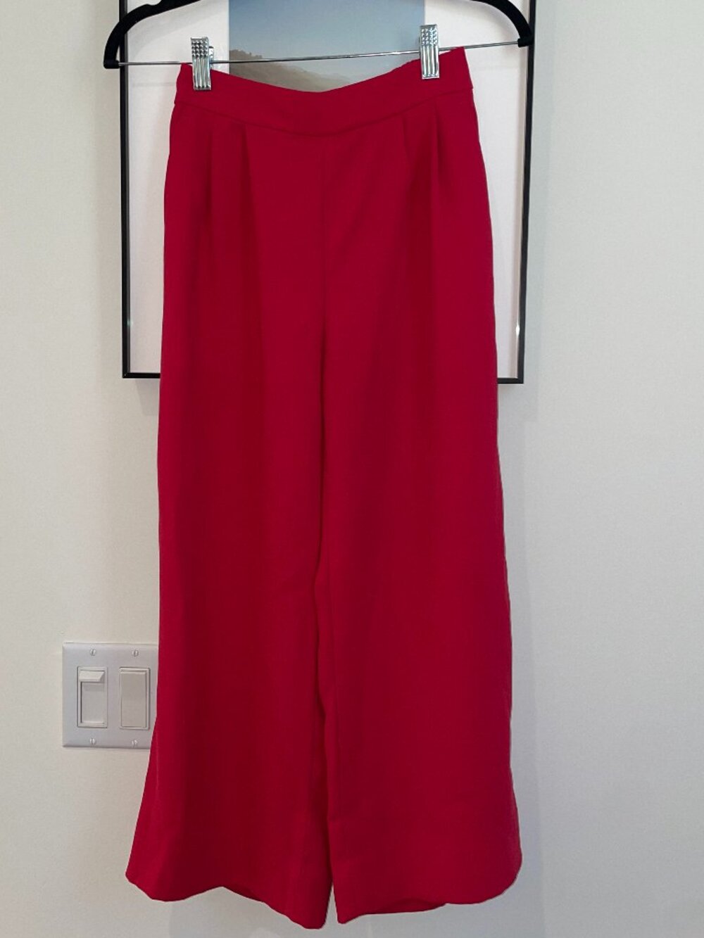 Red J. Crew wide-leg crepe work pants
